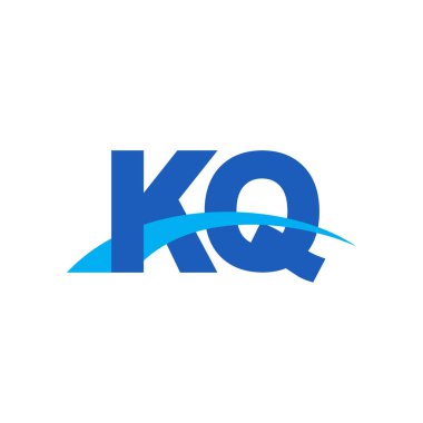 Initial letters logo KQ, overlapping linked swoosh capital logo concept, blue, vector icon logo template elements for business, company, creative industry