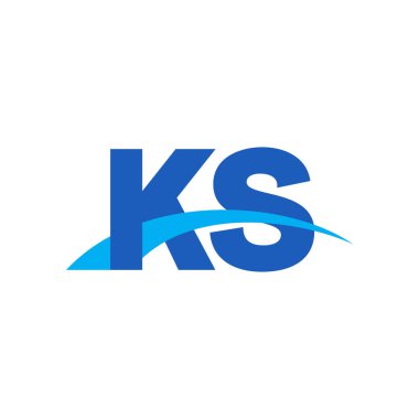 Initial letters logo KS, overlapping linked swoosh capital logo concept, blue, vector icon logo template elements for business, company, creative industry
