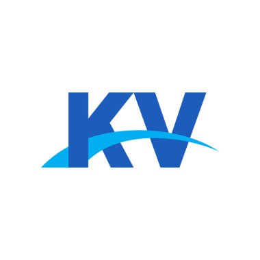 Initial letters logo KV, overlapping linked swoosh capital logo concept, blue, vector icon logo template elements for business, company, creative industry