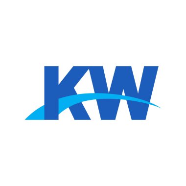 Initial letters logo KW, overlapping linked swoosh capital logo concept, blue, vector icon logo template elements for business, company, creative industry