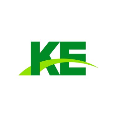 Initial letters logo KE, overlapping linked swoosh grass capital logo concept, eco nature green, vector icon logo template elements for business, company, creative industry
