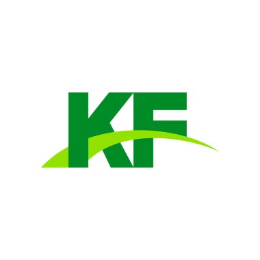 Initial letters logo KF, overlapping linked swoosh grass capital logo concept, eco nature green, vector icon logo template elements for business, company, creative industry
