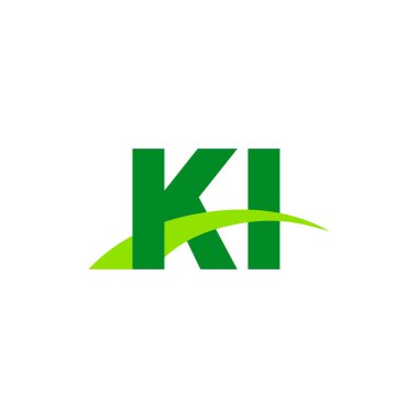 Initial letters logo KI, overlapping linked swoosh grass capital logo concept, eco nature green, vector icon logo template elements for business, company, creative industry