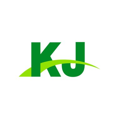 Initial letters logo KJ, overlapping linked swoosh grass capital logo concept, eco nature green, vector icon logo template elements for business, company, creative industry