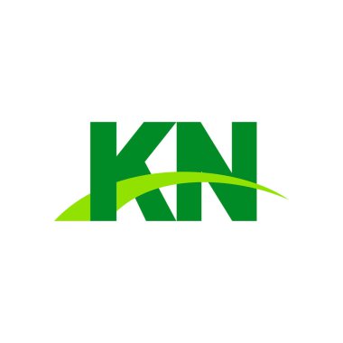 Initial letters logo KN, overlapping linked swoosh grass capital logo concept, eco nature green, vector icon logo template elements for business, company, creative industry