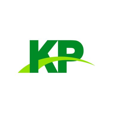 Initial letters logo KP, overlapping linked swoosh grass capital logo concept, eco nature green, vector icon logo template elements for business, company, creative industry