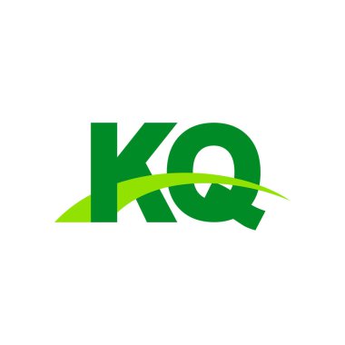 Initial letters logo KQ, overlapping linked swoosh grass capital logo concept, eco nature green, vector icon logo template elements for business, company, creative industry