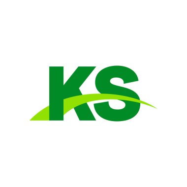 Initial letters logo KS, overlapping linked swoosh grass capital logo concept, eco nature green, vector icon logo template elements for business, company, creative industry