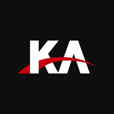 Initial letters logo KA, overlapping linked swoosh capital logo concept, white red black background, vector icon logo template elements for business, company, creative industry