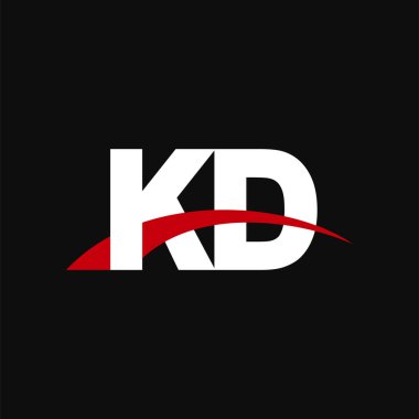 Initial letters logo KD, overlapping linked swoosh capital logo concept, white red black background, vector icon logo template elements for business, company, creative industry