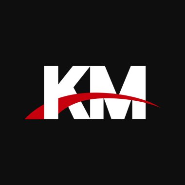 Initial letters logo KM, overlapping linked swoosh capital logo concept, white red black background, vector icon logo template elements for business, company, creative industry