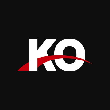 Initial letters logo KO, overlapping linked swoosh capital logo concept, white red black background, vector icon logo template elements for business, company, creative industry