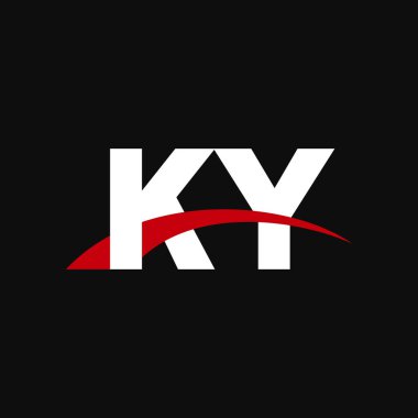 Initial letters logo KY, overlapping linked swoosh capital logo concept, white red black background, vector icon logo template elements for business, company, creative industry