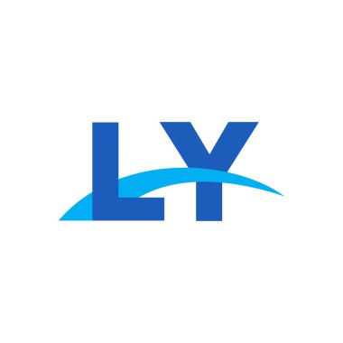Initial letters logo LY, overlapping linked swoosh capital logo concept, blue, vector icon logo template elements for business, company, creative industry