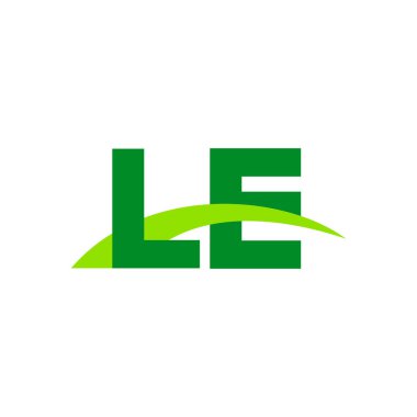 Initial letters logo LE, overlapping linked swoosh grass capital logo concept, eco nature green, vector icon logo template elements for business, company, creative industry