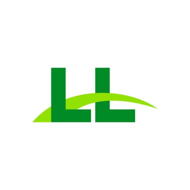 Initial letters logo LL, overlapping linked swoosh grass capital logo concept, eco nature green, vector icon logo template elements for business, company, creative industry