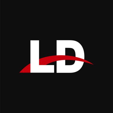 Initial letters logo LD, overlapping linked swoosh capital logo concept, white red black background, vector icon logo template elements for business, company, creative industry