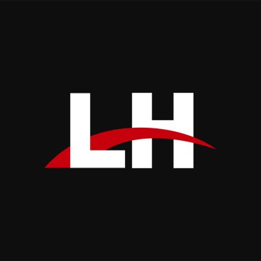 Initial letters logo LH, overlapping linked swoosh capital logo concept, white red black background, vector icon logo template elements for business, company, creative industry