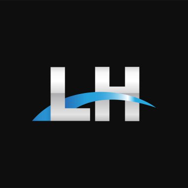 Initial letters logo LH, overlapping linked swoosh capital logo concept, metallic silver blue black background, vector icon logo template elements for business, company, creative industry