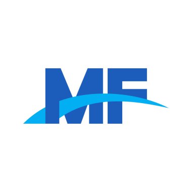 Initial letters logo MF, overlapping linked swoosh capital logo concept, blue, vector icon logo template elements for business, company, creative industry