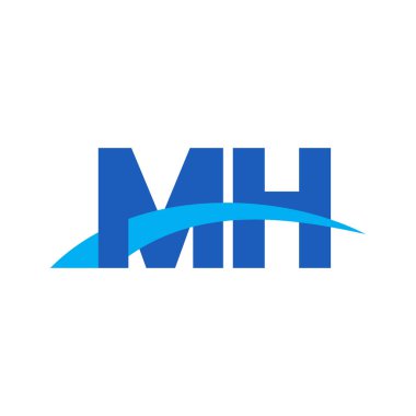 Initial letters logo MH, overlapping linked swoosh capital logo concept, blue, vector icon logo template elements for business, company, creative industry