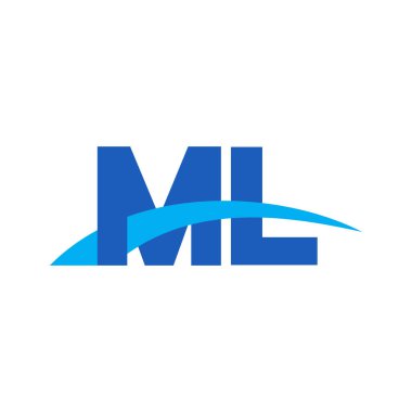 Initial letters logo ML, overlapping linked swoosh capital logo concept, blue, vector icon logo template elements for business, company, creative industry