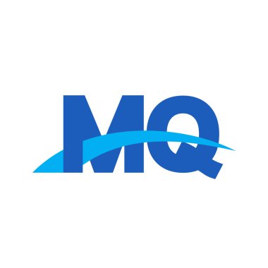 Initial letters logo MQ, overlapping linked swoosh capital logo concept, blue, vector icon logo template elements for business, company, creative industry
