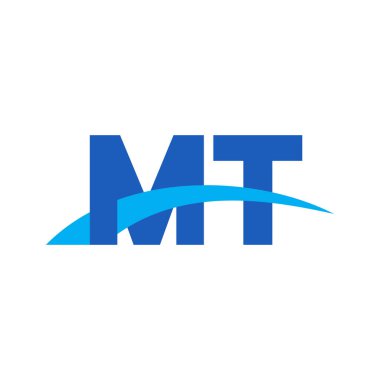 Initial letters logo MT, overlapping linked swoosh capital logo concept, blue, vector icon logo template elements for business, company, creative industry