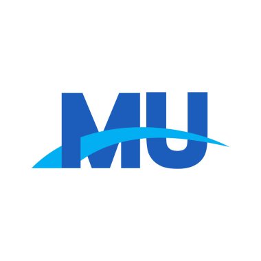 Initial letters logo MU, overlapping linked swoosh capital logo concept, blue, vector icon logo template elements for business, company, creative industry
