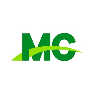 Initial letters logo MC, overlapping linked swoosh grass capital logo concept, eco nature green, vector icon logo template elements for business, company, creative industry