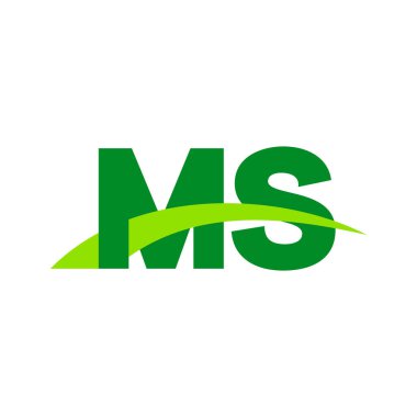 Initial letters logo MS, overlapping linked swoosh grass capital logo concept, eco nature green, vector icon logo template elements for business, company, creative industry