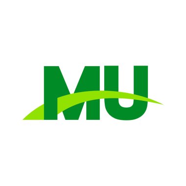 Initial letters logo MU, overlapping linked swoosh grass capital logo concept, eco nature green, vector icon logo template elements for business, company, creative industry