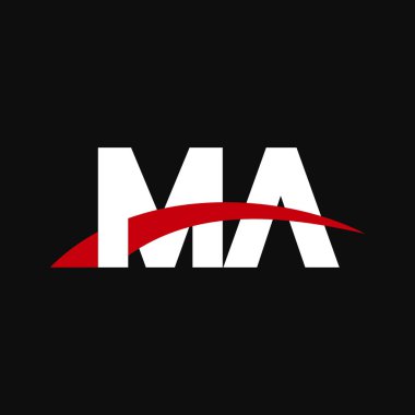 Initial letters logo MA, overlapping linked swoosh capital logo concept, white red black background, vector icon logo template elements for business, company, creative industry