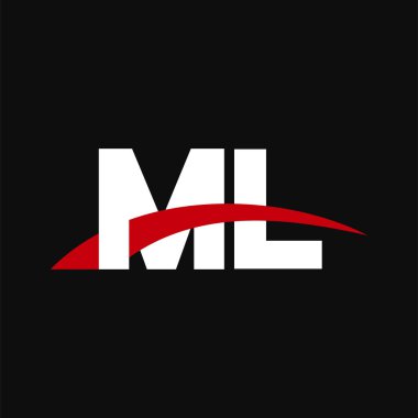 Initial letters logo ML, overlapping linked swoosh capital logo concept, white red black background, vector icon logo template elements for business, company, creative industry