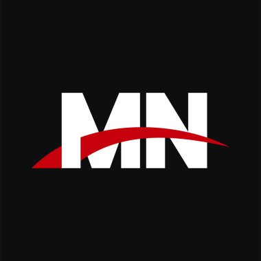 Initial letters logo MN, overlapping linked swoosh capital logo concept, white red black background, vector icon logo template elements for business, company, creative industry