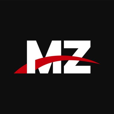 Initial letters logo MZ, overlapping linked swoosh capital logo concept, white red black background, vector icon logo template elements for business, company, creative industry
