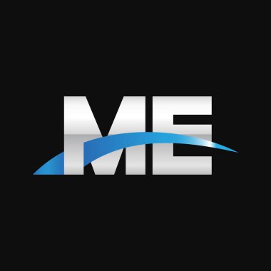 Initial letters logo ME, overlapping linked swoosh capital logo concept, metallic silver blue black background, vector icon logo template elements for business, company, creative industry