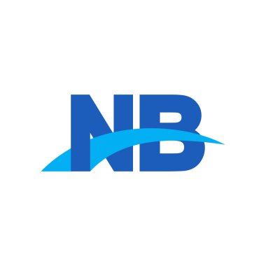 Initial letters logo NB, overlapping linked swoosh capital logo concept, blue, vector icon logo template elements for business, company, creative industry