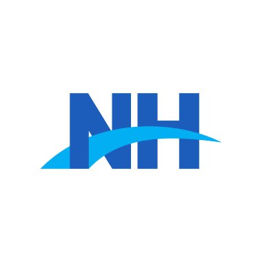 Initial letters logo NH, overlapping linked swoosh capital logo concept, blue, vector icon logo template elements for business, company, creative industry