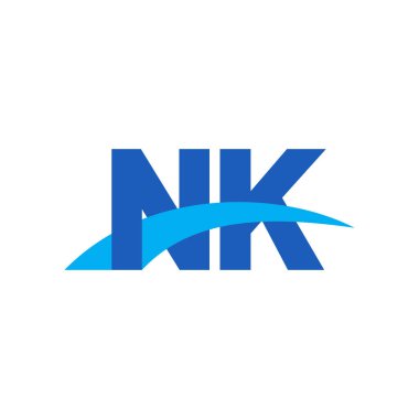 Initial letters logo NK, overlapping linked swoosh capital logo concept, blue, vector icon logo template elements for business, company, creative industry