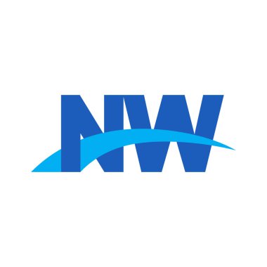 Initial letters logo NW, overlapping linked swoosh capital logo concept, blue, vector icon logo template elements for business, company, creative industry