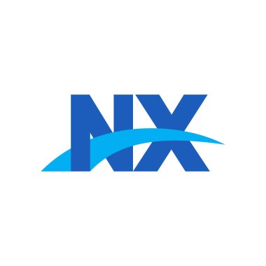 Initial letters logo NX, overlapping linked swoosh capital logo concept, blue, vector icon logo template elements for business, company, creative industry