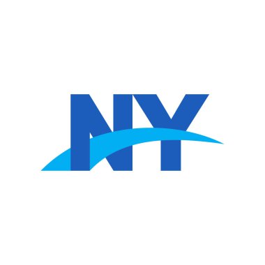 Initial letters logo NY, overlapping linked swoosh capital logo concept, blue, vector icon logo template elements for business, company, creative industry