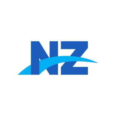 Initial letters logo NZ, overlapping linked swoosh capital logo concept, blue, vector icon logo template elements for business, company, creative industry