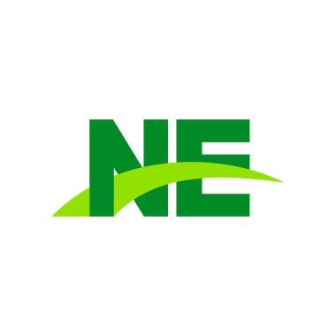 Initial letters logo NE, overlapping linked swoosh grass capital logo concept, eco nature green, vector icon logo template elements for business, company, creative industry