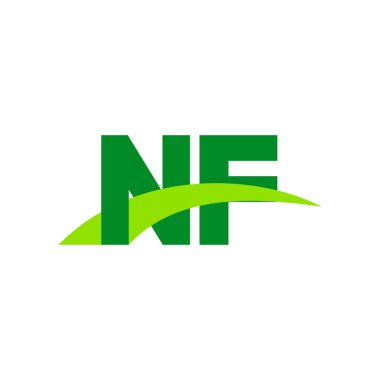 Initial letters logo NF, overlapping linked swoosh grass capital logo concept, eco nature green, vector icon logo template elements for business, company, creative industry