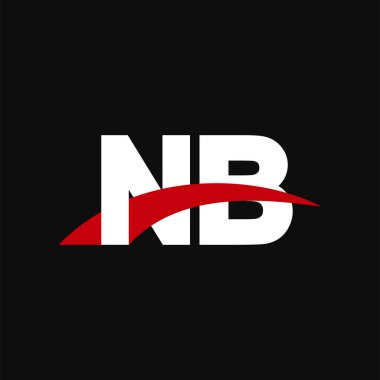 Initial letters logo NB, overlapping linked swoosh capital logo concept, white red black background, vector icon logo template elements for business, company, creative industry