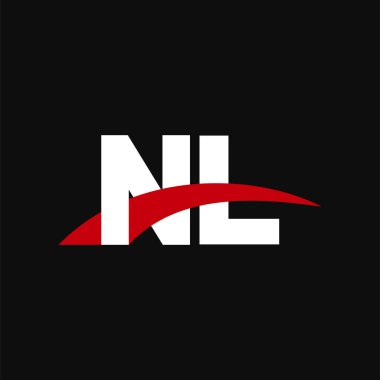 Initial letters logo NL, overlapping linked swoosh capital logo concept, white red black background, vector icon logo template elements for business, company, creative industry