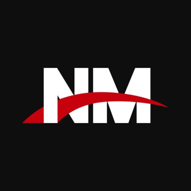 Initial letters logo NM, overlapping linked swoosh capital logo concept, white red black background, vector icon logo template elements for business, company, creative industry