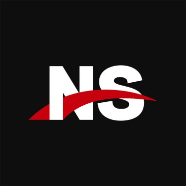 Initial letters logo NS, overlapping linked swoosh capital logo concept, white red black background, vector icon logo template elements for business, company, creative industry